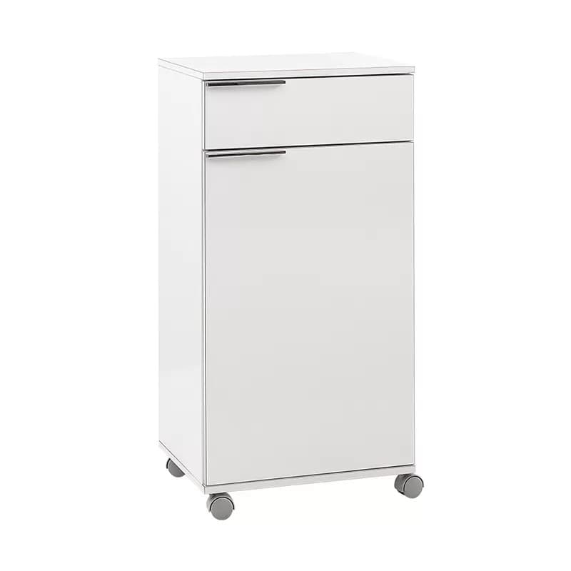 Ντουλάπι Diamond Megapap τροχήλατο χρώμα λευκό gloss 50x40x100εκ.