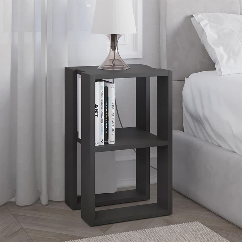Κομοδίνο - Τραπεζάκι βοηθητικό Lonie Megapap χρώμα ανθρακί 34x30x55εκ.