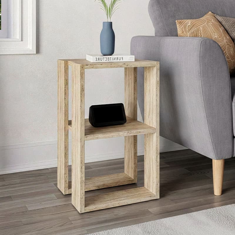 Κομοδίνο - Τραπεζάκι βοηθητικό Lonie Megapap χρώμα travertine 34x30x55εκ.