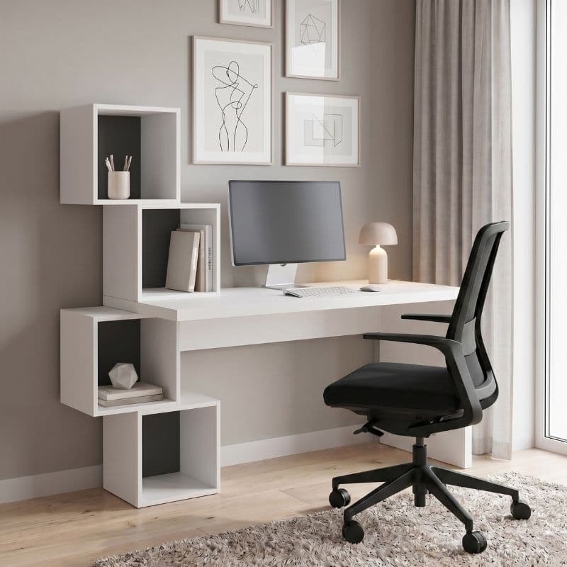 Γραφείο εργασίας Balance Megapap χρώμα λευκό 153,5x60x140εκ