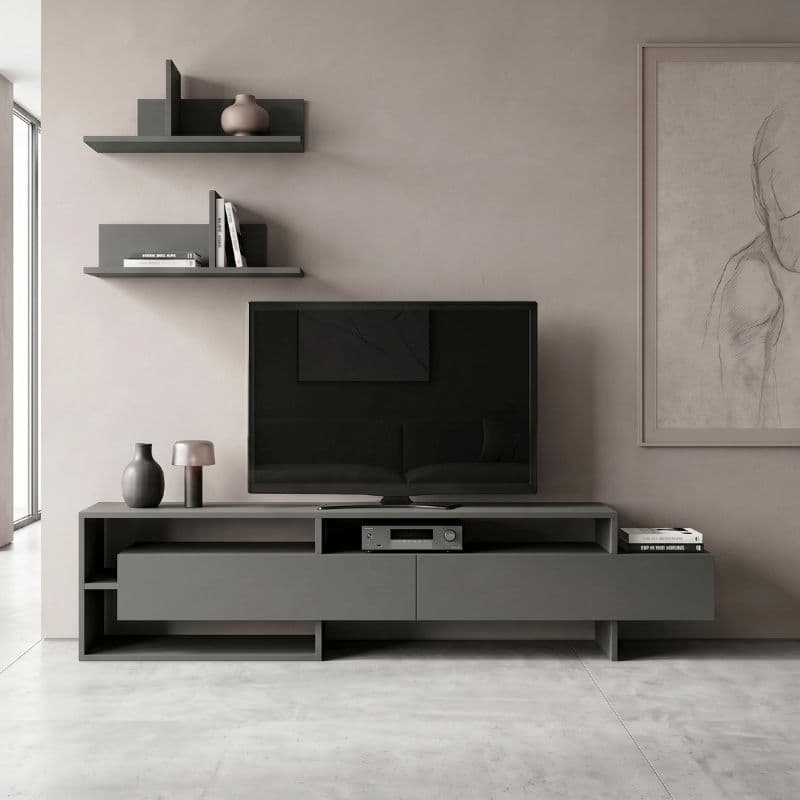 Έπιπλο τηλεόρασης Gara Megapap χρώμα ανθρακί 180x29,8x42εκ.