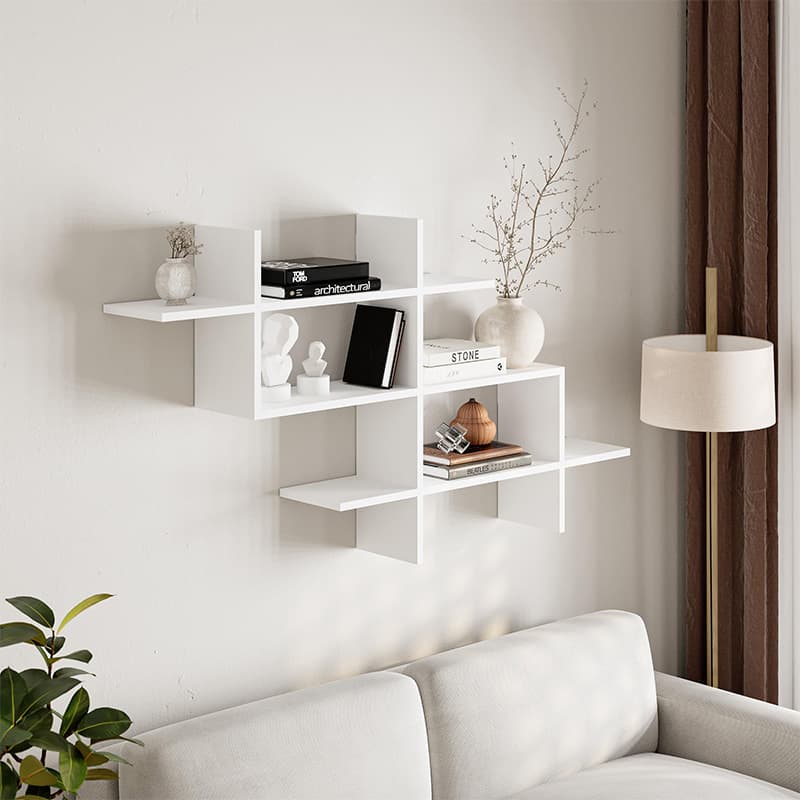 Ραφιέρα τοίχου Halic Megapap χρώμα λευκό 150x22x82εκ.