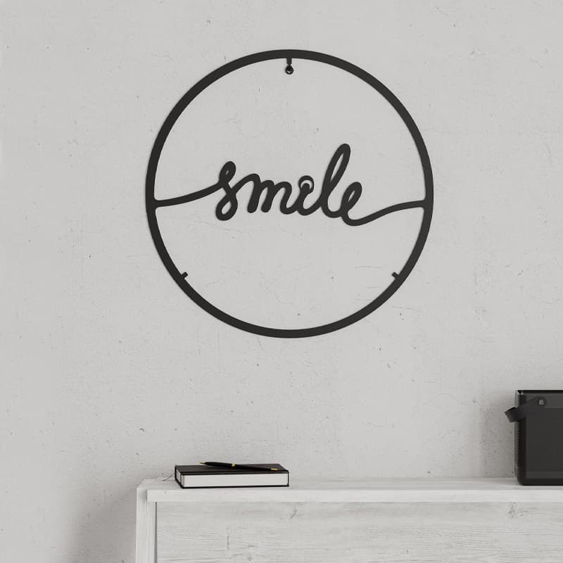 Διακοσμητικό τοίχου Smile Megapap μεταλλικό χρώμα μαύρο 45x2x45εκ.