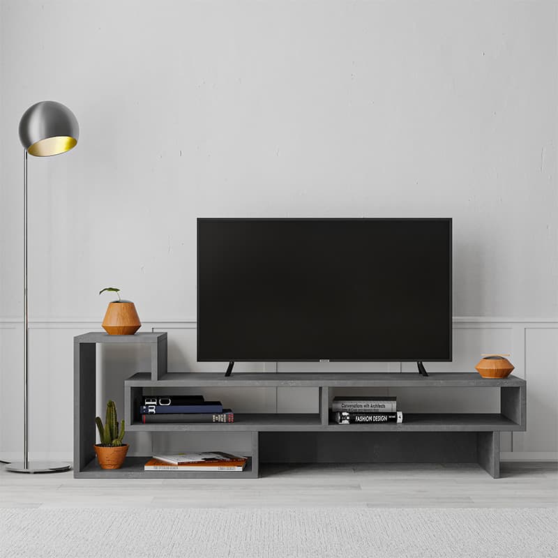 Έπιπλο τηλεόρασης Tetra Megapap χρώμα γκρι ρετρό 136,7x40x42εκ.