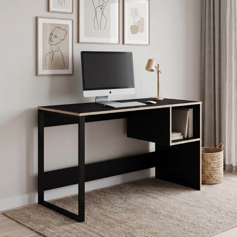 Γραφείο εργασίας Cubo Megapap χρώμα black wood 110x50x75εκ.
