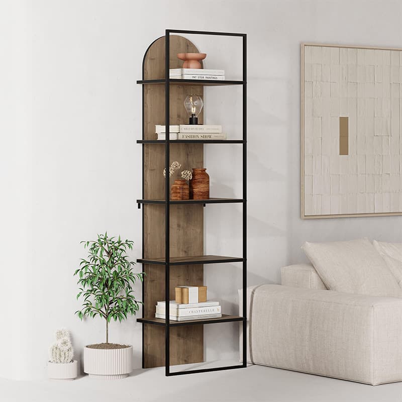 Βιβλιοθήκη Archy Megapap χρώμα ανοιχτό καρυδί 53x31,7x180εκ.