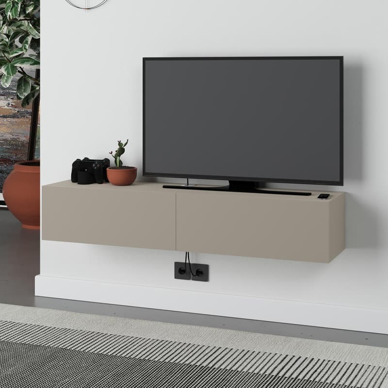Έπιπλο τηλεόρασης επιτοίχιο Francy Megapap χρώμα sandstone 135x31,7x25εκ.