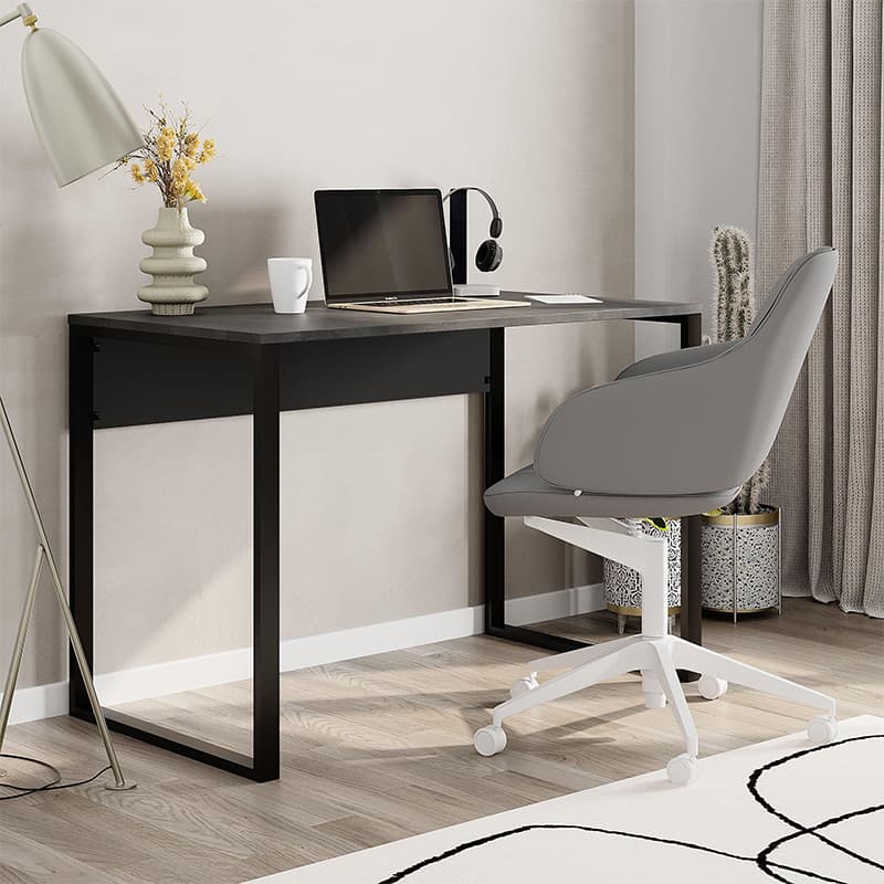Γραφείο εργασίας Inna Megapap χρώμα γκρι ρετρό - silky black 100x60x75εκ.