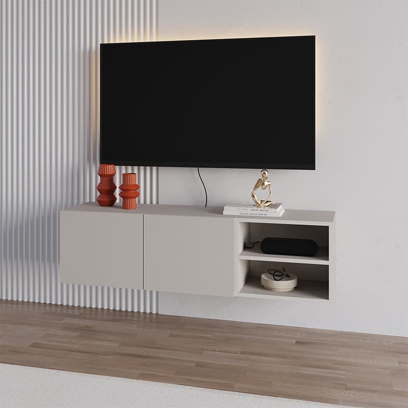 Έπιπλο τηλεόρασης επιτοίχιο Conrad Megapap χρώμα sandstone 140x35x38εκ.