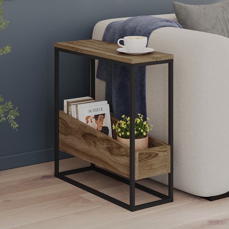 Τραπεζάκι βοηθητικό Lido Megapap χρώμα καρυδί Ud 60x22x62εκ.