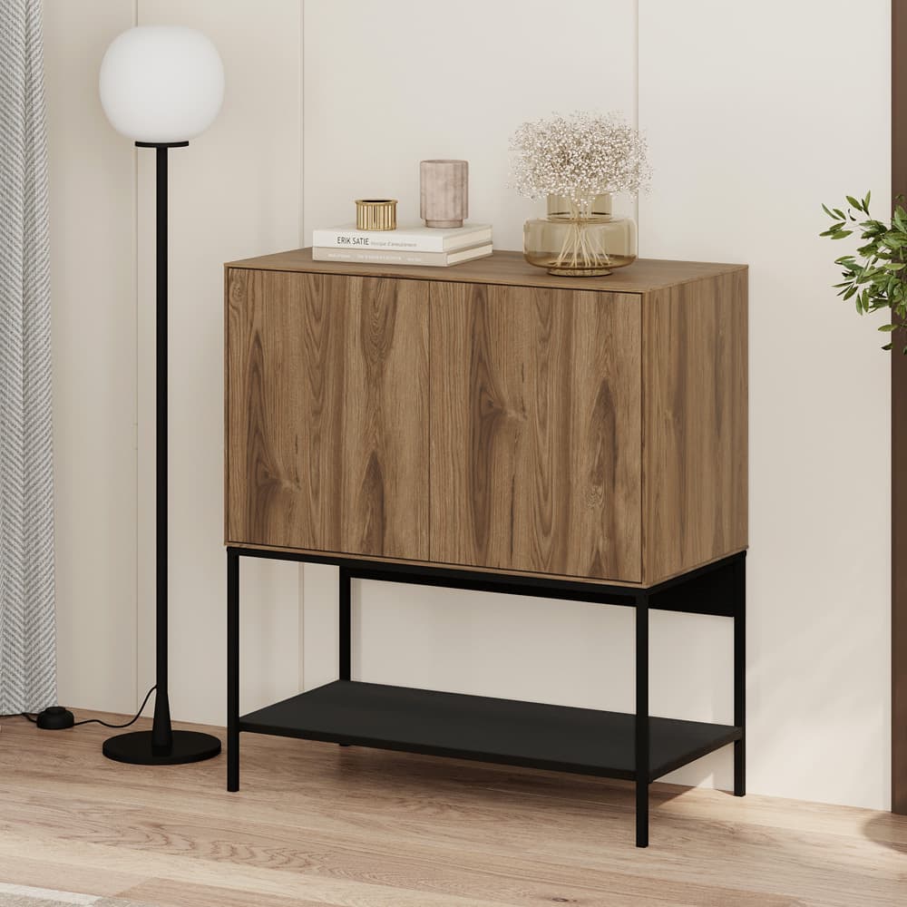 Μπουφές Amira Megapap χρώμα καρυδί Ud - black wood 80x40x90εκ.