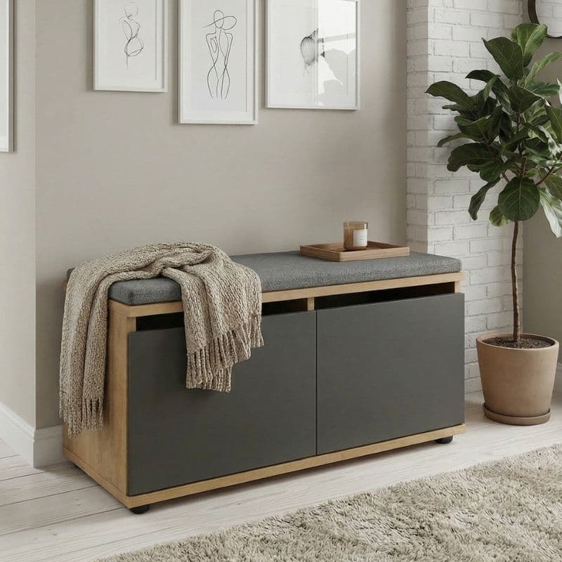 Παπουτσοθήκη Twain Megapap 8 ζευγών χρώμα sapphire oak - ανθρακί 80x35x42εκ.