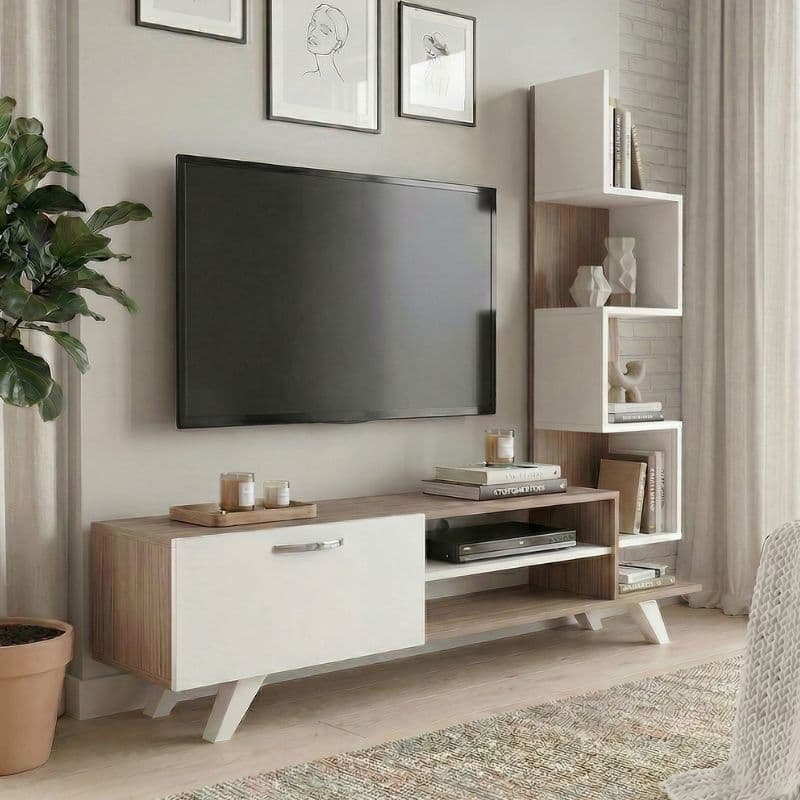 Έπιπλο τηλεόρασης Ceren Megapap χρώμα λευκό - cordoba 149,5x31x131,6εκ.