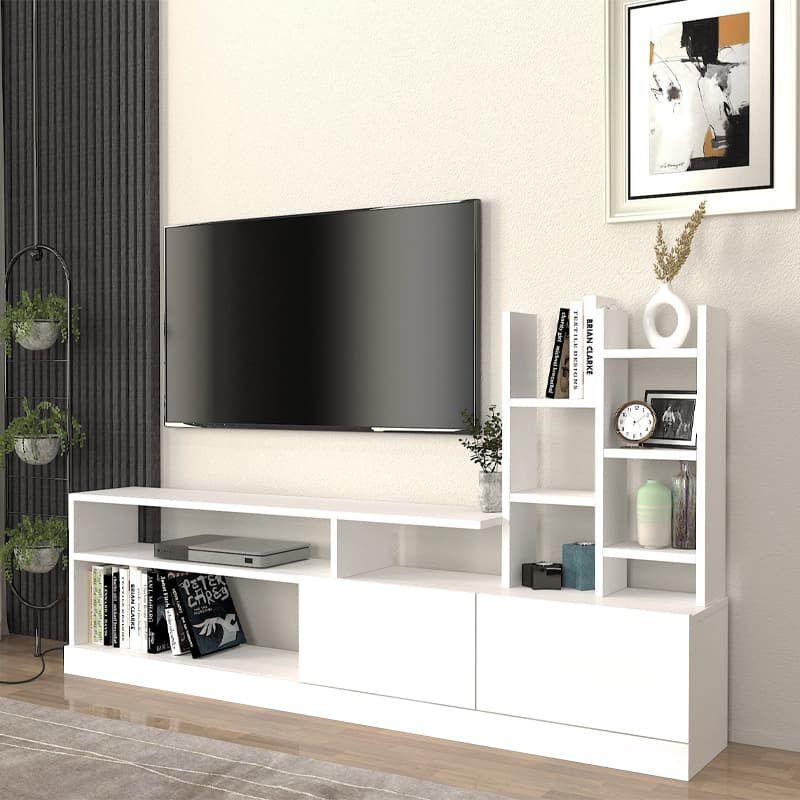 Σύνθεση τηλεόρασης Pesaro Megapap χρώμα λευκό 165x25x91,3εκ.