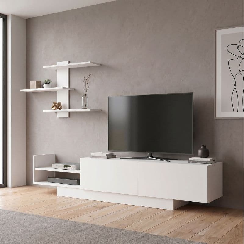 Σύνθεση τηλεόρασης Egemen Megapap χρώμα λευκό 180x32x40εκ.