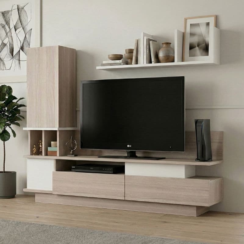 Σύνθεση τηλεόρασης Almeria Megapap χρώμα λευκό - cordoba 149x29,5x117εκ.