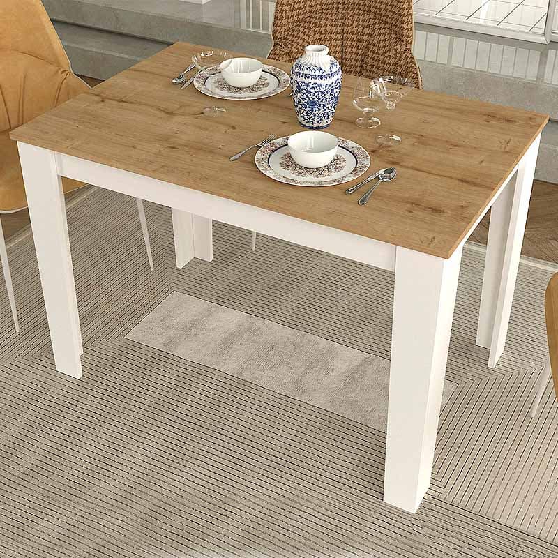 Τραπέζι Darlen Megapap χρώμα λευκό - sapphire oak 110x72x74εκ.