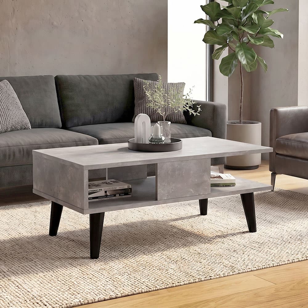 Τραπεζάκι σαλονιού Andros Megapap χρώμα γκρι σκυροδέματος 90x54x39,6εκ.