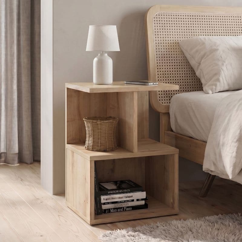 Κομοδίνο - Τραπεζάκι βοηθητικό Entiero Megapap χρώμα sapphire oak 39,8x35x54,6εκ.