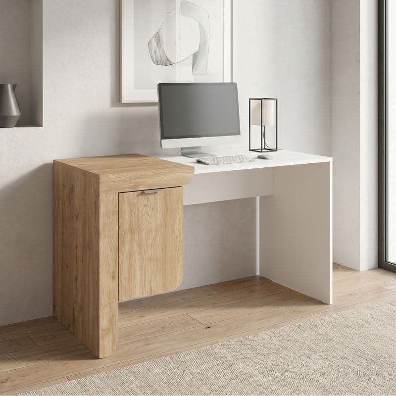 Γραφείο εργασίας Dario Megapap χρώμα sepet oak - λευκό 120x60x73,2εκ.