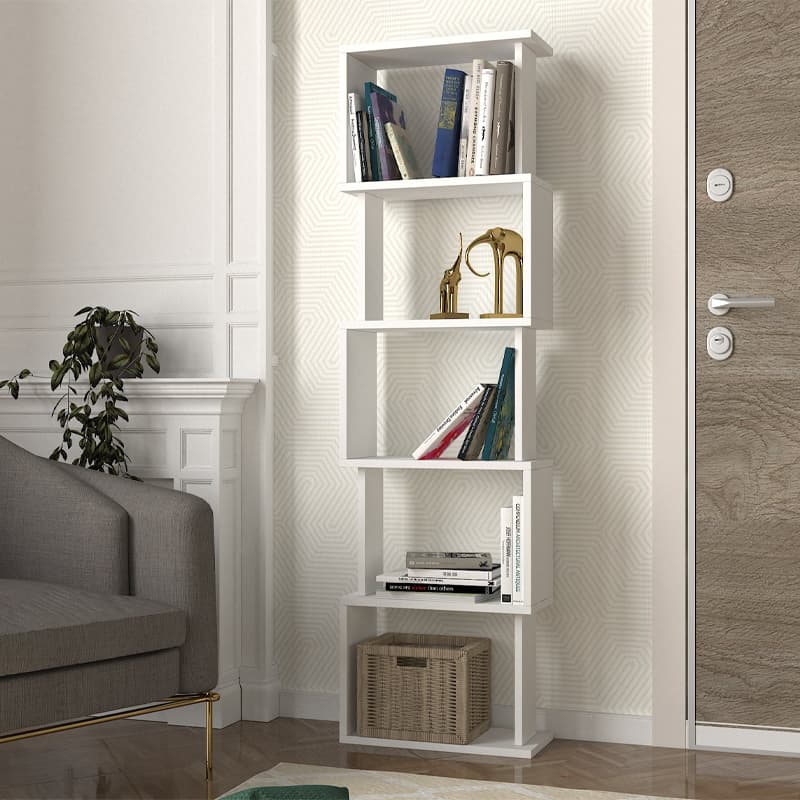 Βιβλιοθήκη Alvina Megapap χρώμα λευκό 45x19,6x158,8εκ.