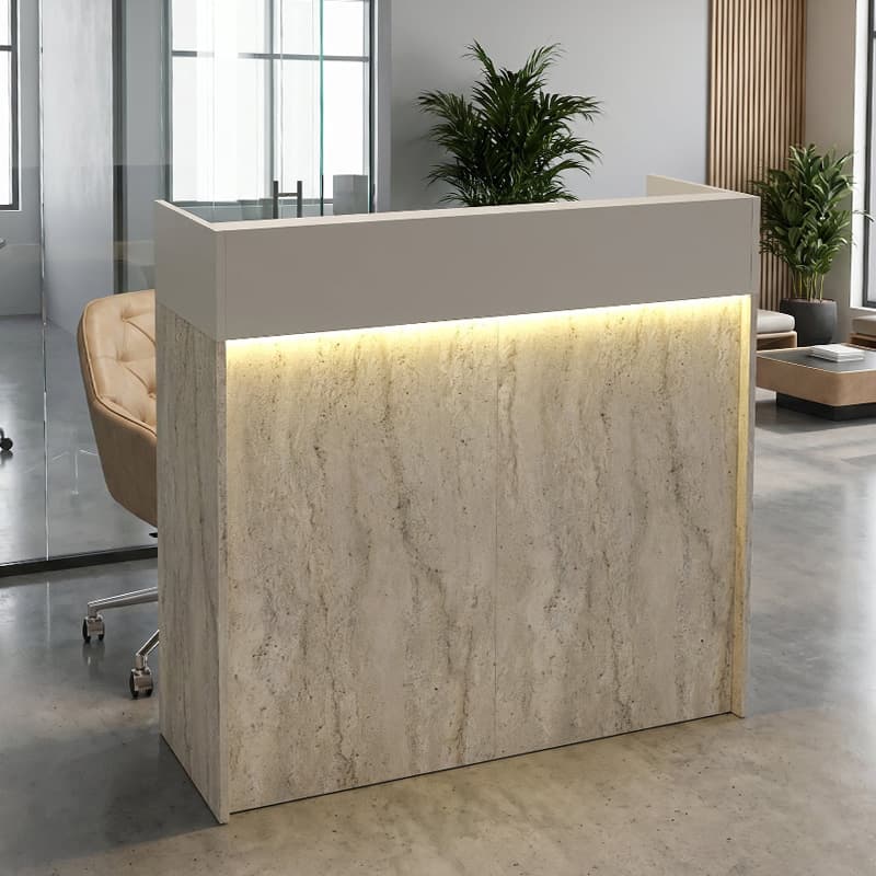 Γραφείο υποδοχής - reception Wilko Megapap με LED χρώμα travertine - sandstone 113,6x42x110εκ.