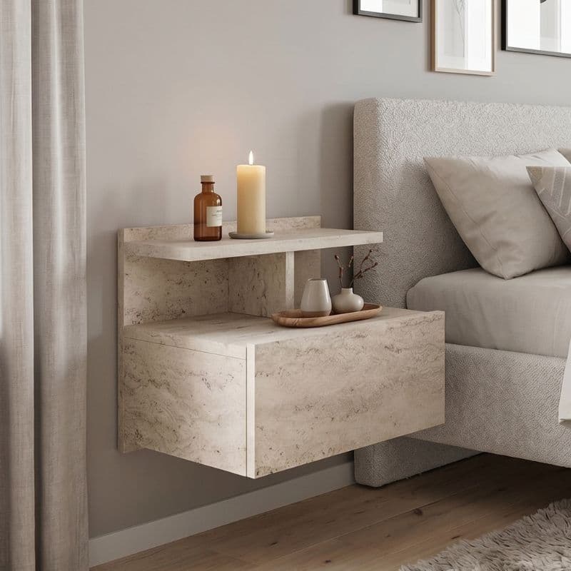 Κομοδίνο επιτοίχιο Mislina Megapap χρώμα travertine 40x33,2x32εκ.