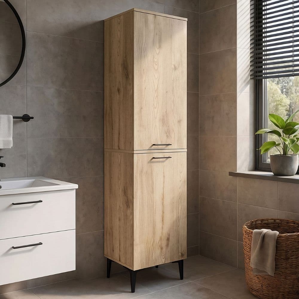 Ντουλάπι με καλάθι απλύτων Singa Megapap χρώμα sepet oak 45x40x180εκ.