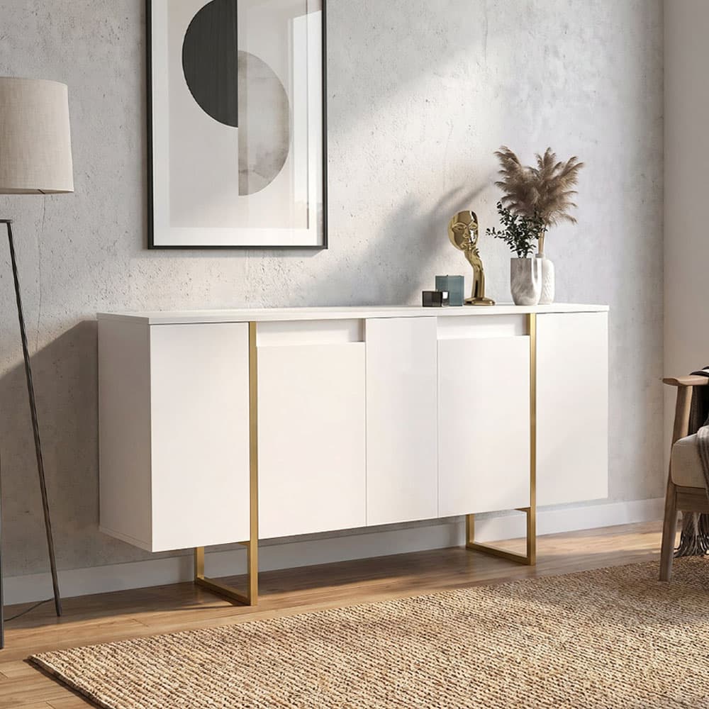 Μπουφές Orontes Megapap χρώμα λευκό - χρυσό 160x35,2x80εκ.