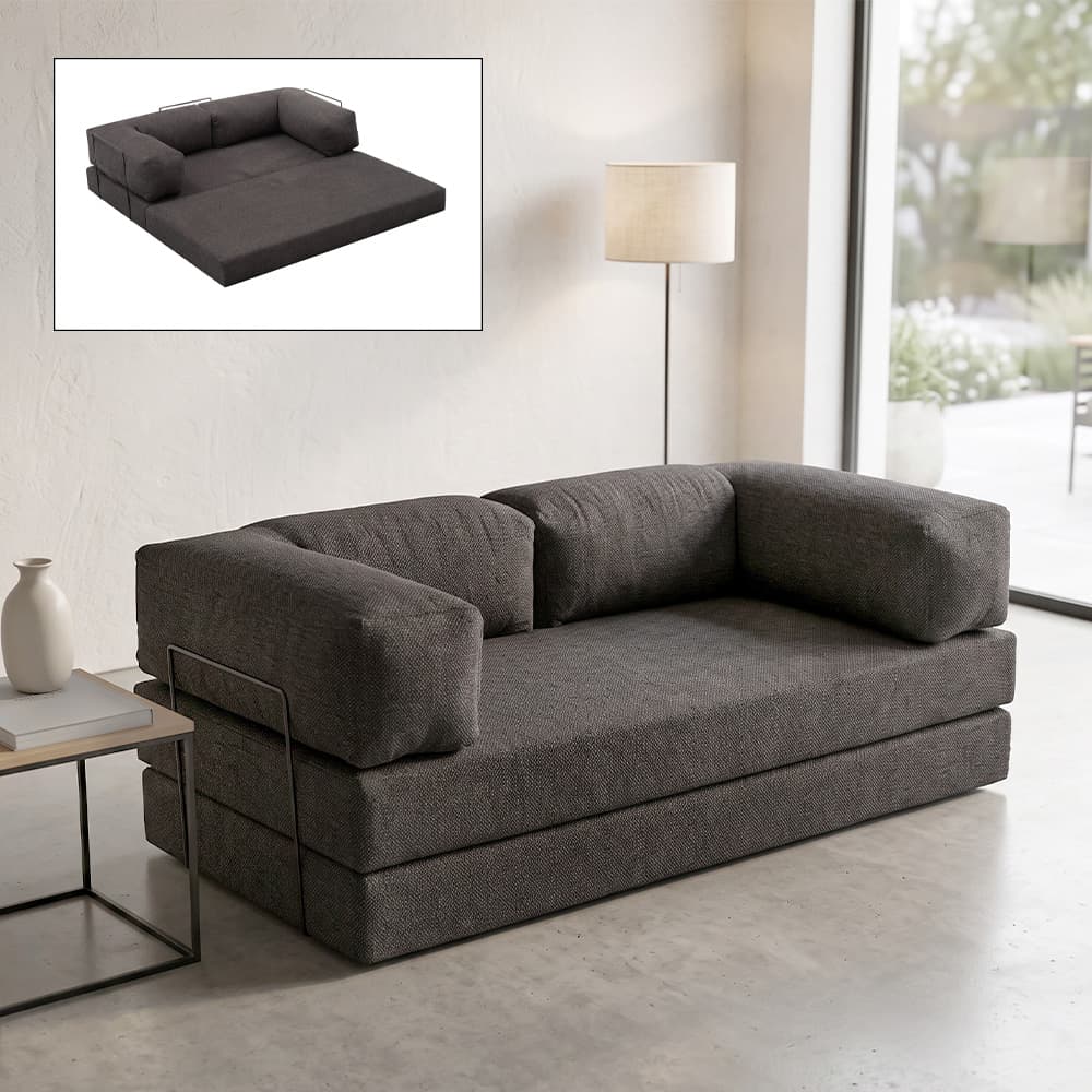 Καναπές - κρεβάτι Comfort Megapap τριθέσιος υφασμάτινος χρώμα ανθρακί 190x95x75εκ.
