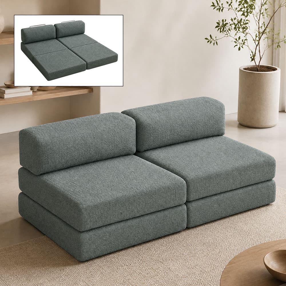 Καναπές - κρεβάτι Comfort Megapap τριθέσιος υφασμάτινος χρώμα μέντα 190x95x75εκ.