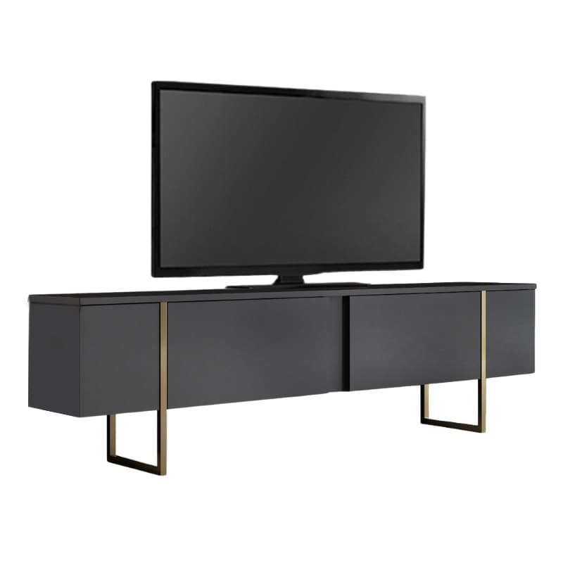 Έπιπλο τηλεόρασης Luxe Megapap χρώμα ανθρακί - χρυσό 180x30x50εκ.