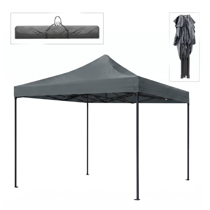 Κιόσκι - Gazebo Bari Megapap πτυσσόμενο μεταλλικός σκελετός - αδιάβροχο ύφασμα χρώμα γκρι 3x3x3,10m.