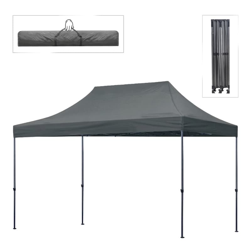 Κιόσκι - Gazebo Bari Megapap πτυσσόμενο μεταλλικός σκελετός - αδιάβροχο ύφασμα χρώμα γκρι 3x4,5x3,20m.