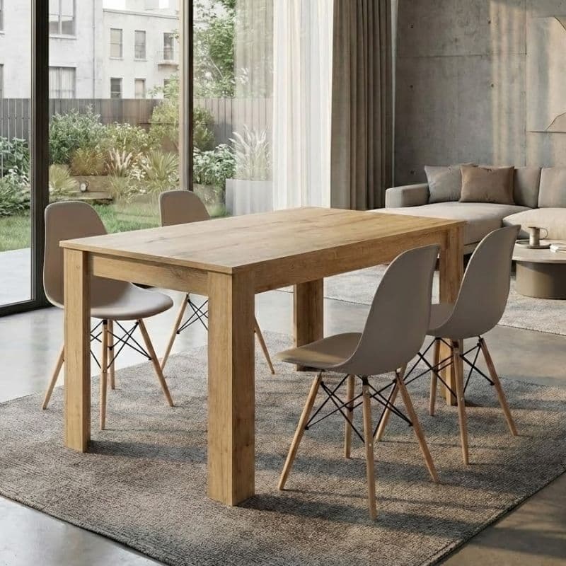 Σετ τραπεζαρία 5τμχ Darlen - Nova Megapap χρώμα sapphire oak - cappuccino 125x72x74εκ.