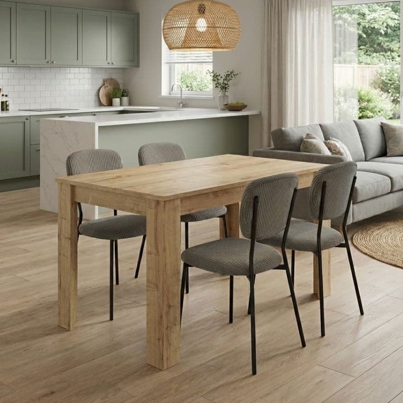 Σετ τραπεζαρία 5τμχ Darlen - Kevin Megapap χρώμα sapphire oak - λαδί 125x72x74εκ.