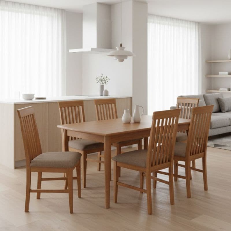 Σετ τραπεζαρίας Belfast Megapap 7 τμχ μασίφ ξύλο - MDF με επεκτεινόμενο τραπέζι 150/200x89x78εκ.
