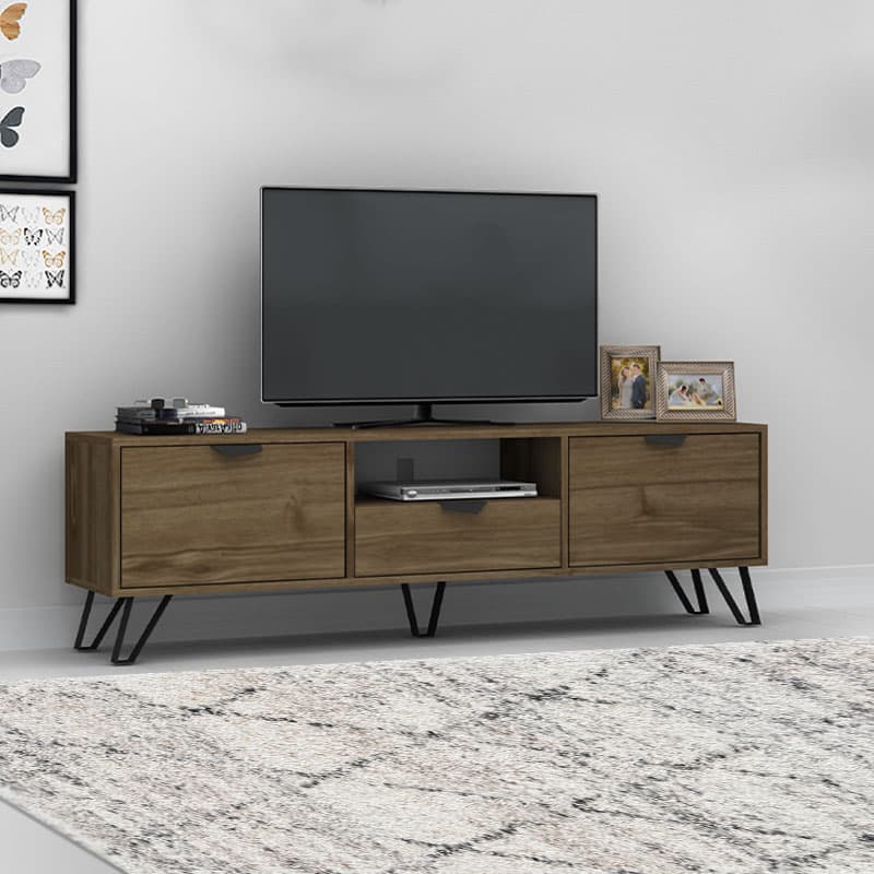 Έπιπλο τηλεόρασης Jasmine Megapap χρώμα καρυδί 170x35x50εκ.