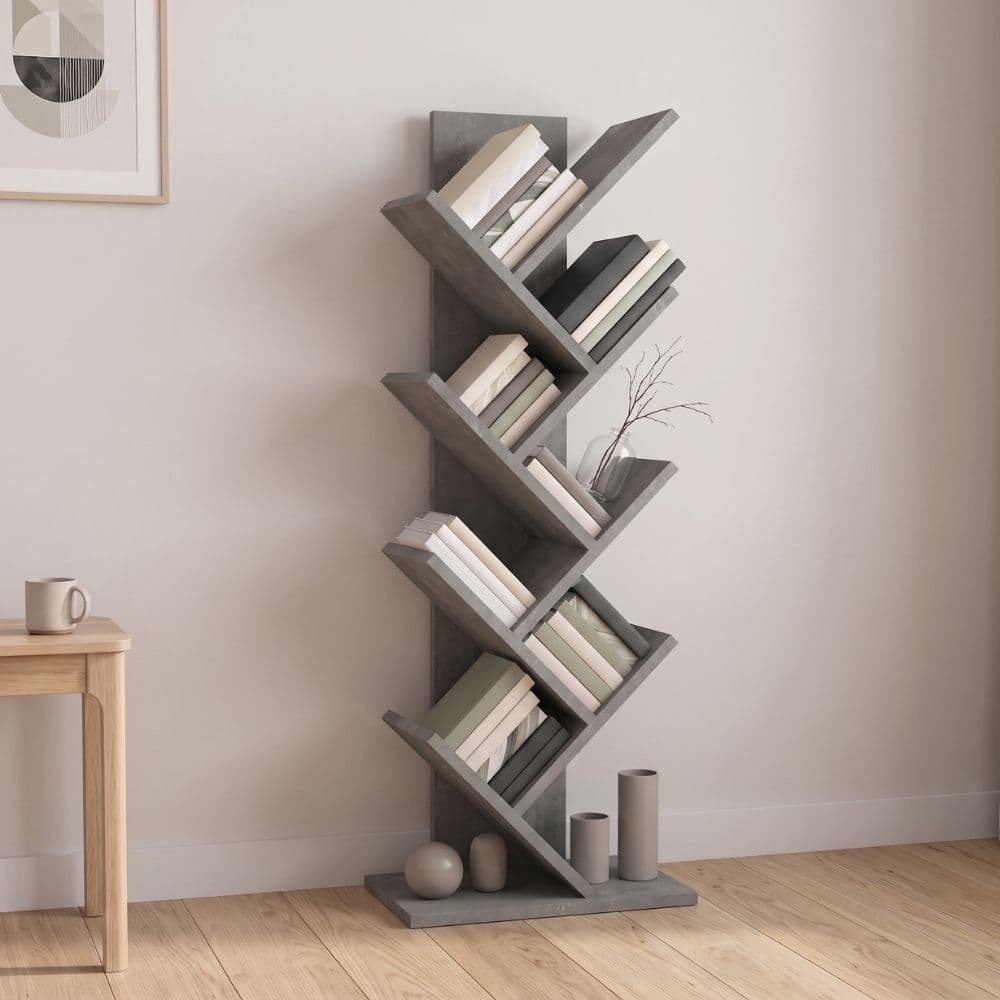 Βιβλιοθήκη Maxy Megapap χρώμα γκρι σκυροδέματος 45x26,4x120εκ.