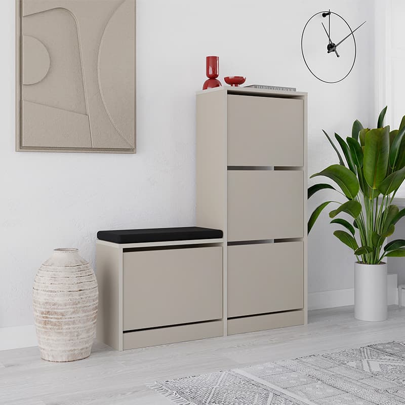Παπουτσοθήκη Dude Megapap χρώμα sandstone 104,8x26x118,5εκ.