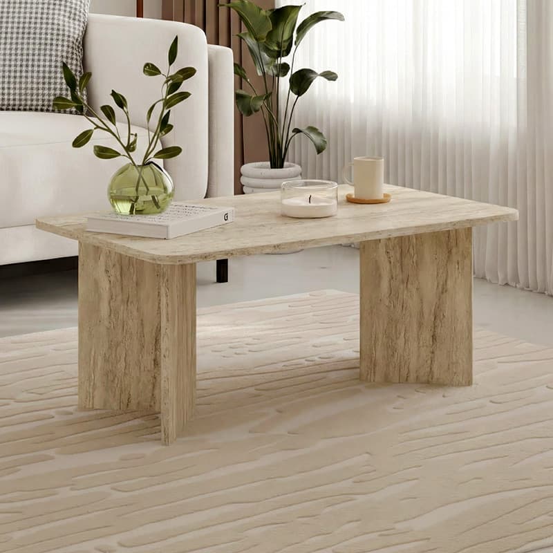 Τραπεζάκι σαλονιού Sam Megapap χρώμα travertine 100x60x41,8εκ.