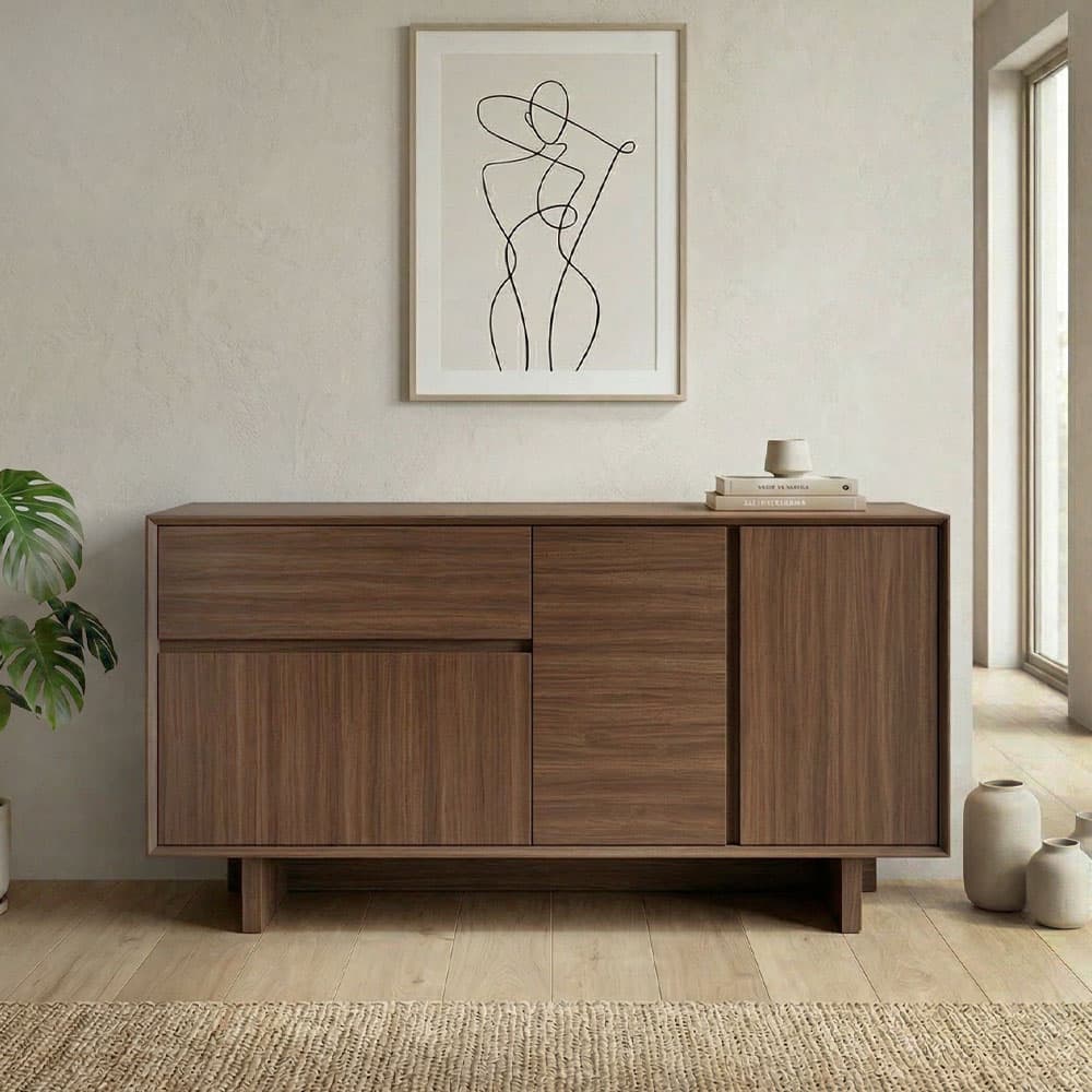 Μπουφές Capri Megapap χρώμα καρυδί milano 146x45x76,5εκ.