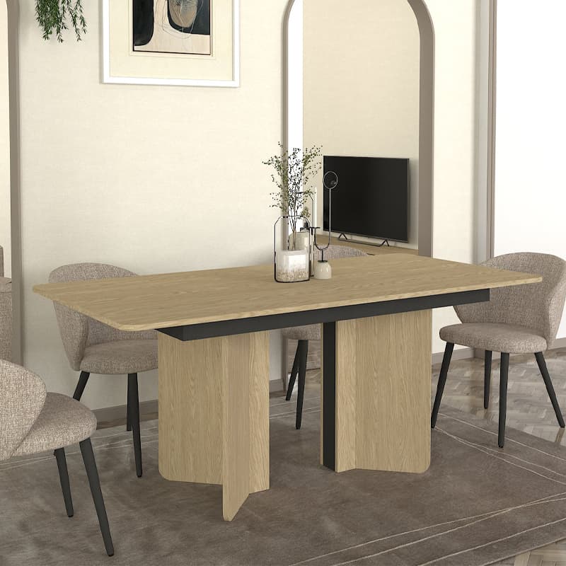 Τραπέζι Lava Megapap χρώμα rota oak - ανθρακί 180x90x76,8εκ.