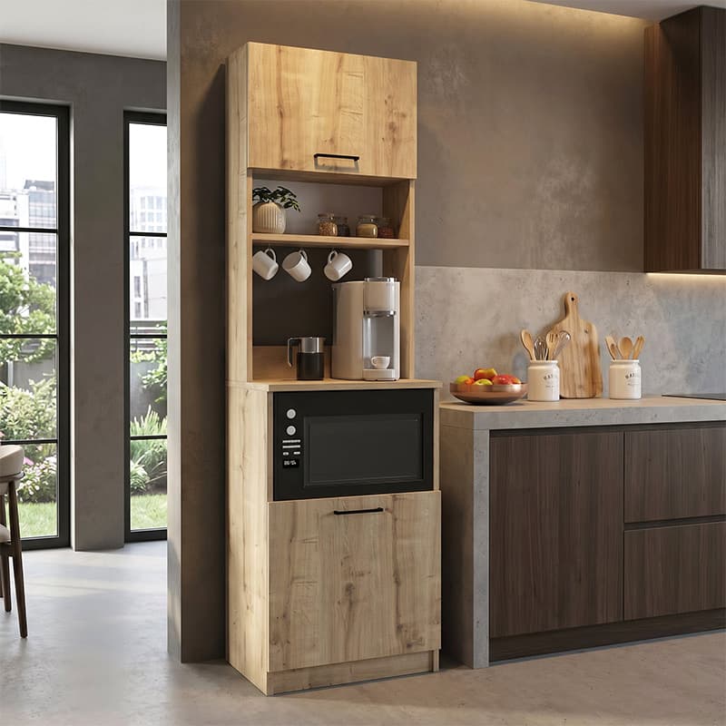 Έπιπλο κουζίνας Tuco 1 Megapap χρώμα sapphire oak 53,8x40x180εκ.